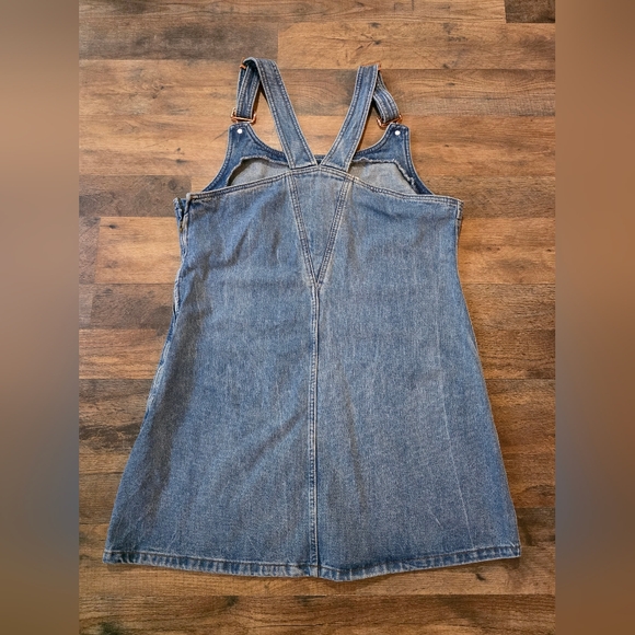 STAUD Wrangler Women's Western Blue Denim Light Wash Overall Mini Dress Size XL - Picture 7 of 9